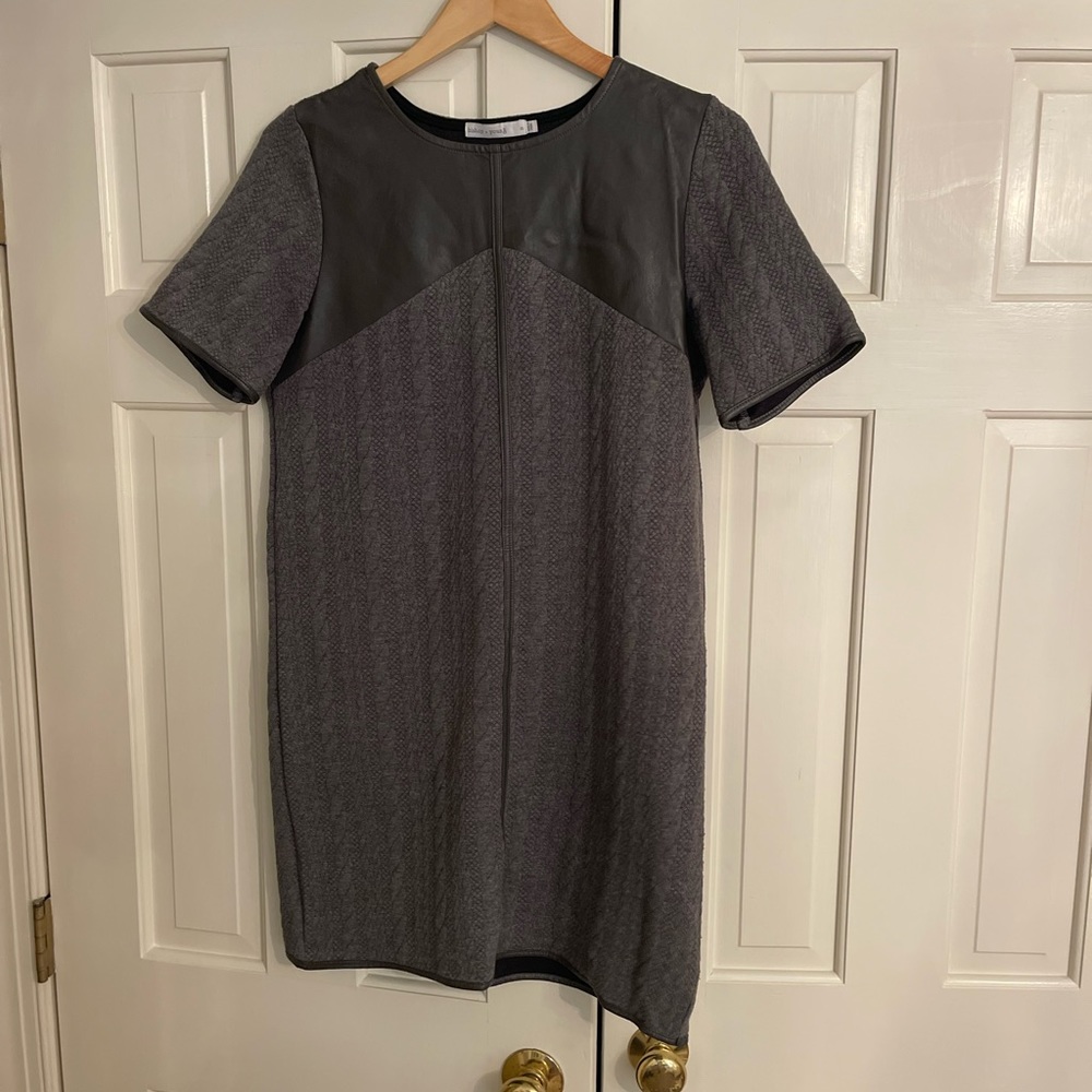 gray quilted and leather top